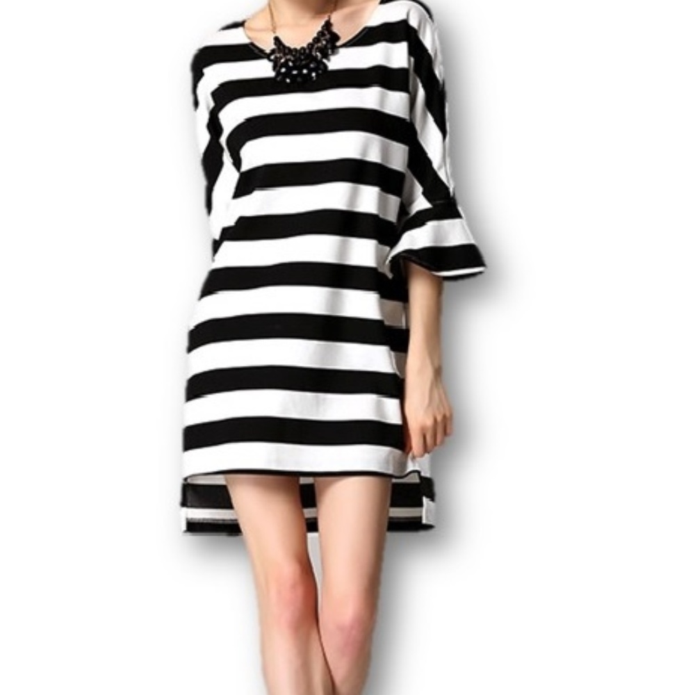 Striped Hi Lo Loose Fit Dress - Picture 1 of 5